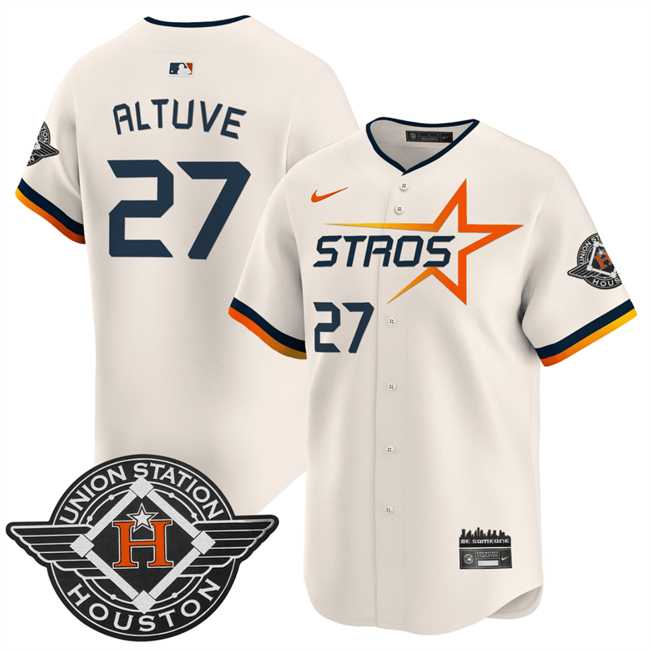 Mens Houston Astros #27 Jose Altuve Cream 2025 City Connect Limited Stitched Jersey Dzhi